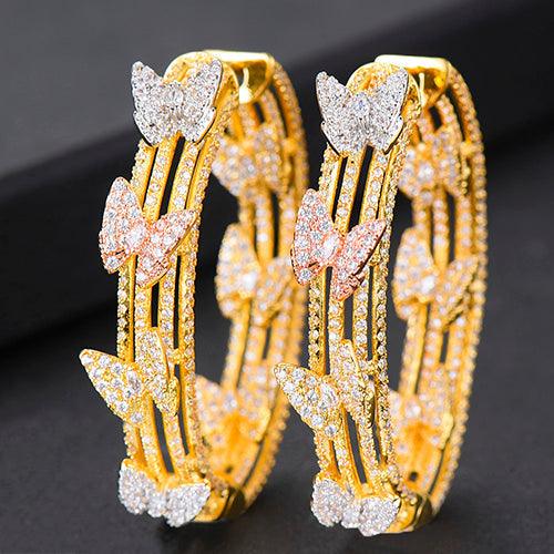 GODKI Luxury Butterfly Cubic Zircon Statement Big Hoop Earrings For Women Wedding DUBAI Bridal Round Circle Hoop Earrings 2019