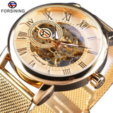 Winner Thin Case Full Golden Design Retro Openwork Clock Mesh Band Men's Mechanical Watches Top Brand Luxury Luminous Hands - DRE's Electronics and Fine Jewelry: Online Shopping Mall