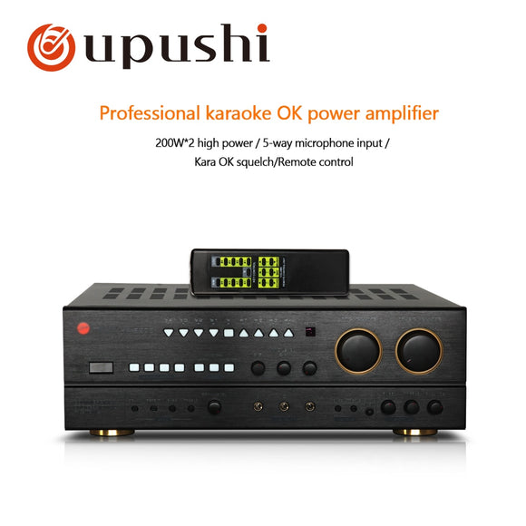 Professional 2*200W Big Power Amplifiers Audio Karaoke Amplifier Home Theater Stage Sound System - Systems