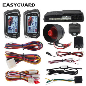 EASYGUARD 2 Way Car Alarm System big LCD Pager Display auto Start stop Turbo Timer Mode shock/vibration alarm universal DC12V - Remote 