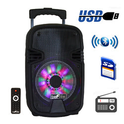 beFree Sound 8 Inch 400 Watts Bluetooth Portable Party Speaker with USB SD Input and Reactive Lights - USB, - Electronics & 