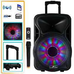 beFree Sound 12 Inch 2500 Watt Bluetooth Rechargeable Portable Party PA Speaker with Illuminating Lights - Electronics & computer||Portable 