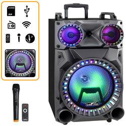 beFree Sound Rechargeable 12 Inch Bluetooth Portable Party Speaker with Lights FM Radio and USB/TF Inputs - Lights, - Home garden & 